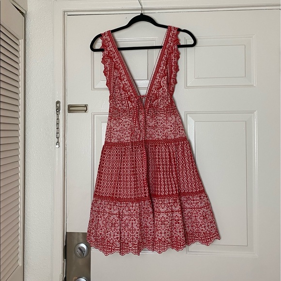 JONATHAN SIMKHAI Stripe Eyelet Gathered Mini Dress
Red & White in Size XS - Picture 2 of 6